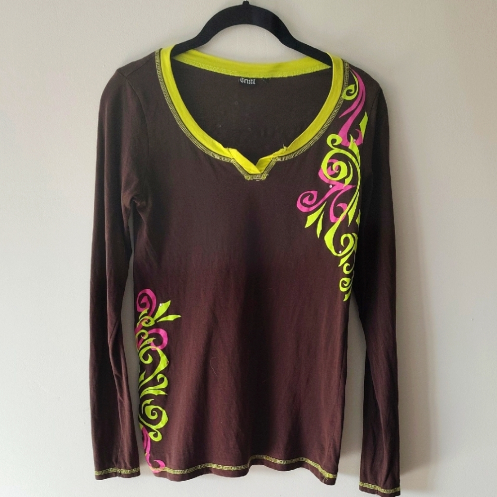 Cruel Girl Brown Rhinestone T Shirt